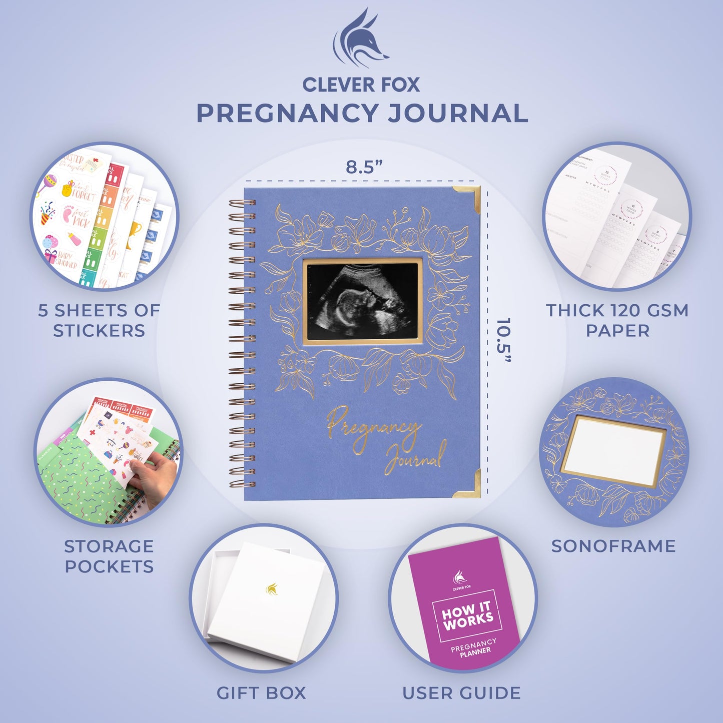 Clever Fox Pregnancy Journal & Memory Book - Pregnancy Planner & Notebook for Expecting Moms – Baby Keepsake, First Time Moms Gift (Lavender, 9" x 10.5")