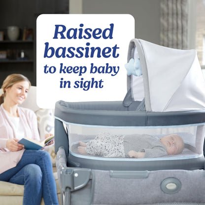 Graco® Pack n Play Dome LX Playard with Baby Bassinet Lightweight Portable Crib Push-Button Fold Travel Crib Redmond Convertible