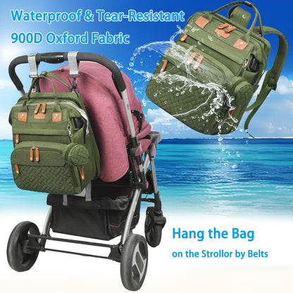 Jeryswet Baby Diaper Bags with Changing Station, Waterproof Large Capacity Diaper Bag Backpack for Moms Dads with USB Charging Port and Stroller Straps, Baby Shower Gifts, Grey