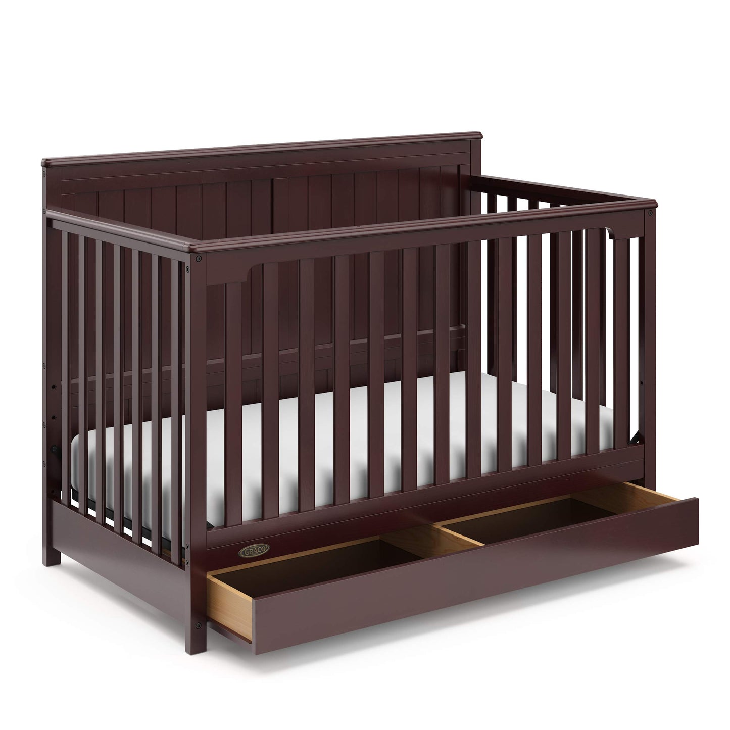 Graco Hadley 5-in-1 Convertible Crib & Changer – GREENGUARD Gold Certified, Fits Standard Crib Mattress, Converts to Toddler Bed and Full Bed, 4 Adjustable Mattress Heights (Pebble Gray)