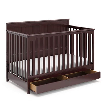 Graco Hadley 5-in-1 Convertible Crib & Changer – GREENGUARD Gold Certified, Fits Standard Crib Mattress, Converts to Toddler Bed and Full Bed, 4 Adjustable Mattress Heights (Pebble Gray)