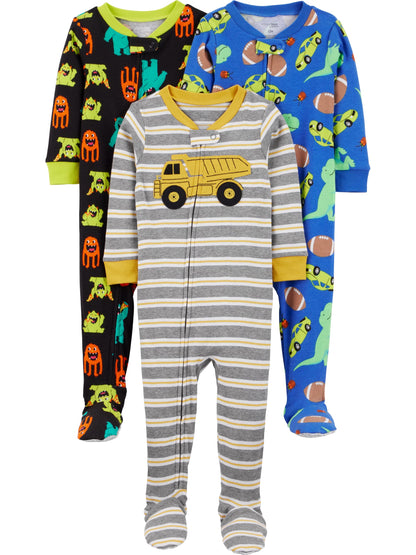 Simple Joys by Carter's baby-boys 3-pack Snug Fit Footed Cotton Pajamas