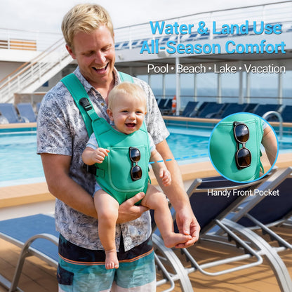 Neoprene Water Baby Carrier Newborn to Toddler, Ergonomic Waterproof Infant Chest Holder with Adjustable Straps, Breathable & Lightweight Baby Wearing Gear for Summer Pool Swimming & Beach