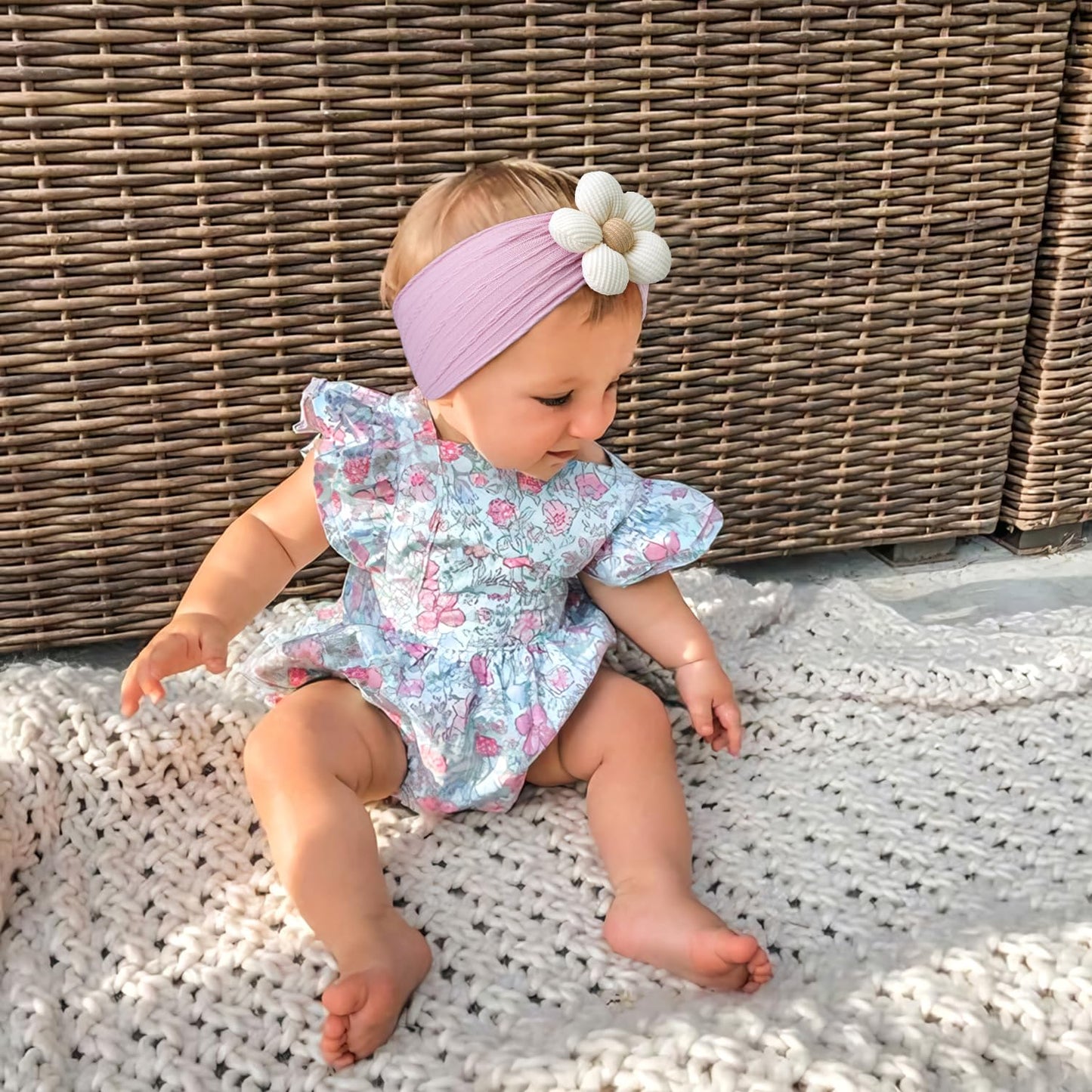 CÉLLOT 5 Pcs Baby Flower Headbands Baby Girls Nylon Headbands Soft Hairbands Hair Accessories for Newborn Infant Toddler Kids