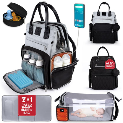 Award-Winning Baby Diaper Bag Backpack with Changing Station –Large Multifunction Waterproof Diaper Bag, Warm Bottle Pockets, Travel Baby Organizer Mom & Dad, Newborn Baby Essentials, Newborn Gift