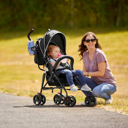 Dream On Me Vista Moonwalk Baby Stroller, Lightweight Travel Umbrella Stroller with Compact Fold, Smooth Ride Wheels, Multi-Position Recline, Spacious Storage Basket with Cup Holder, Light Gray