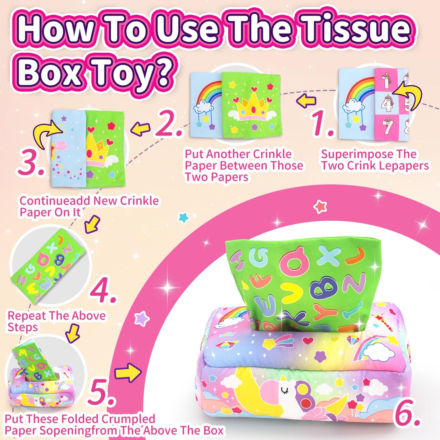 usrela 4 in 1 Baby Toys for 6 12 18 Month, Learning Toys for Babies 6-12 Months, Busy Cube, Stacking Sorter, Piano Xylophone Pull String Travel Toy, Birthday Gifts for Toddlers 1 2 Years Old