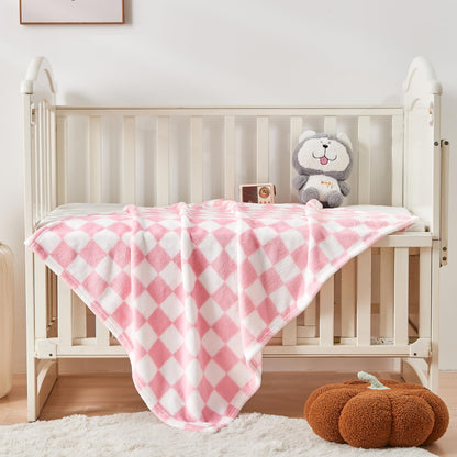 Yurhap Checkered Baby Blanket Fleece Baby Blankets for Boys, Ultra Soft Cozy Fluffy Infant Toddler Newborn Receiving Blankets for Crib Stroller, 30''x40'', Blue