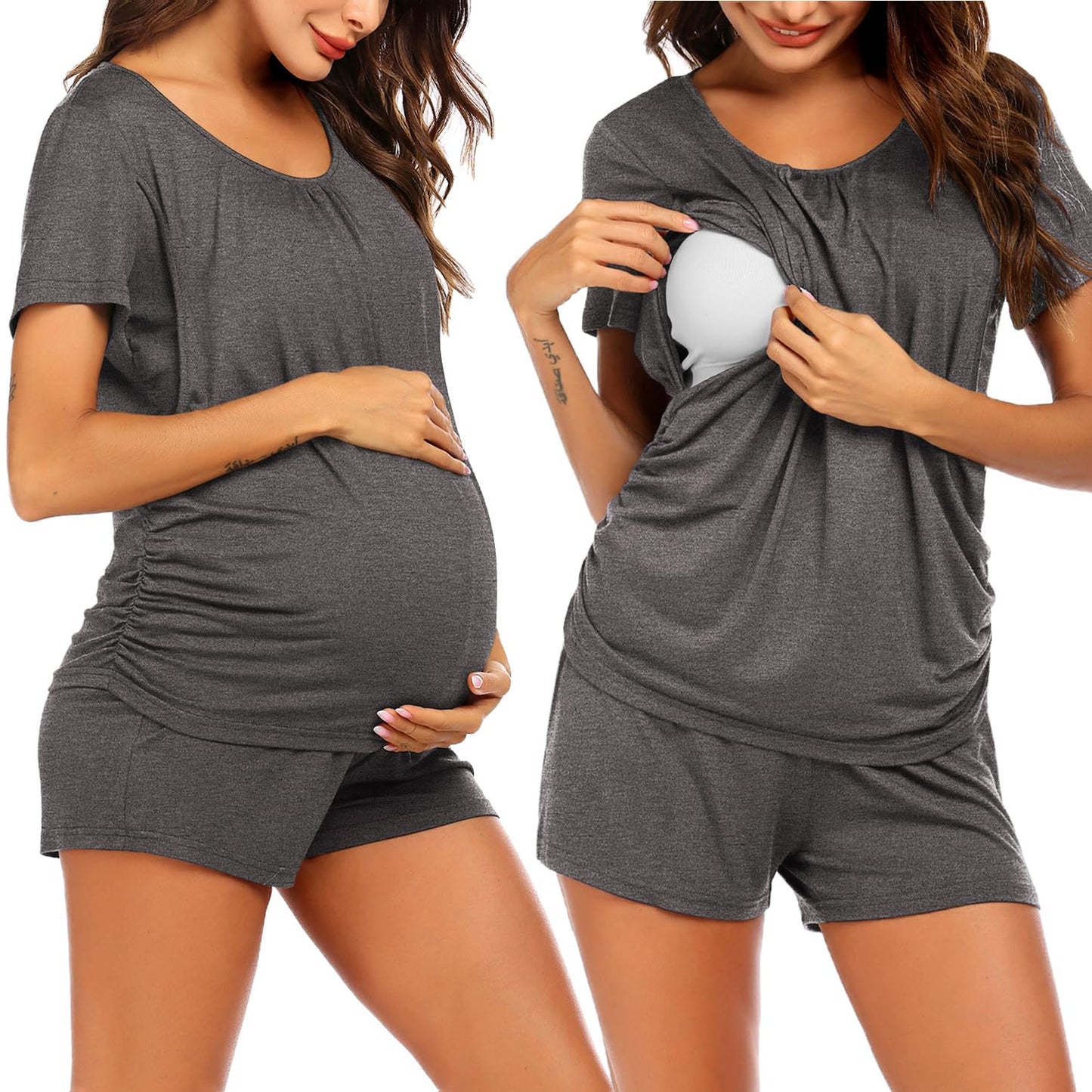 Ekouaer Womens Nursing Pajamas Maternity Breastfeeding Pjs Sleepwear Layer Soft Postpartum Lounge Set Pregnancy Clothes
