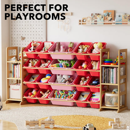 SpaceAid Toy Storage Organizer with 6 Shelves and 12 Bins, Bookshelf/Bookcase, Kids Bin Shelf, Toys Box for Playroom Organization for Bedroom & Room Decor, White, 52.3" W