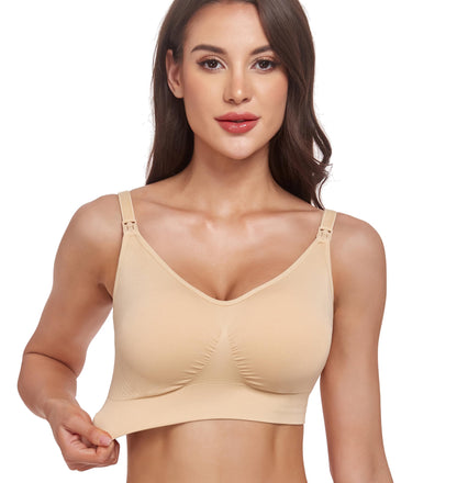 GXXGE 4Pack Nursing Bra for Breastfeeding Maternity Bras Push Up Silk Seamless Pregnancy Bralette Underwear