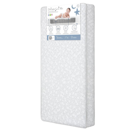 Dream On Me Twilight 5” 88 Coil Inner Spring Crib & Toddler Mattress – Brown Cloud, Greenguard Gold & BSA Certified, Waterproof & Stain-Resistant Cover, Fits Standard Full-Size Cribs & Toddler Beds