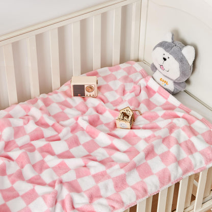Yurhap Checkered Baby Blanket Fleece Baby Blankets for Boys, Ultra Soft Cozy Fluffy Infant Toddler Newborn Receiving Blankets for Crib Stroller, 30''x40'', Blue