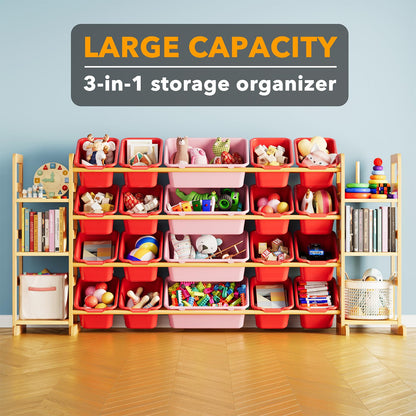 SpaceAid Toy Storage Organizer with 6 Shelves and 12 Bins, Bookshelf/Bookcase, Kids Bin Shelf, Toys Box for Playroom Organization for Bedroom & Room Decor, White, 52.3" W
