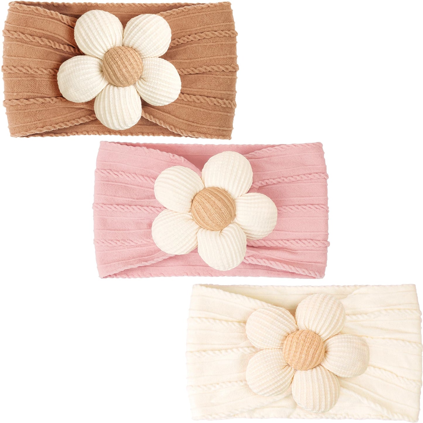 CÉLLOT 5 Pcs Baby Flower Headbands Baby Girls Nylon Headbands Soft Hairbands Hair Accessories for Newborn Infant Toddler Kids