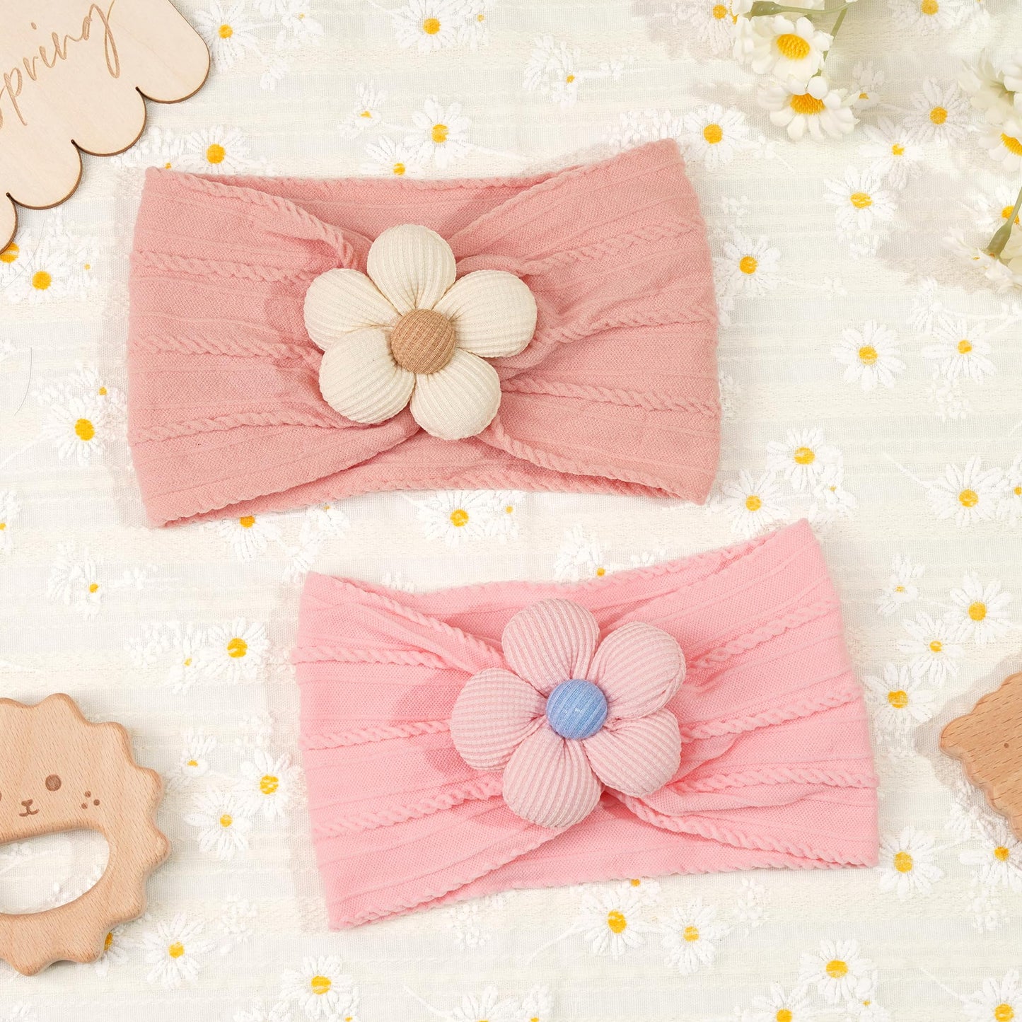 CÉLLOT 5 Pcs Baby Flower Headbands Baby Girls Nylon Headbands Soft Hairbands Hair Accessories for Newborn Infant Toddler Kids