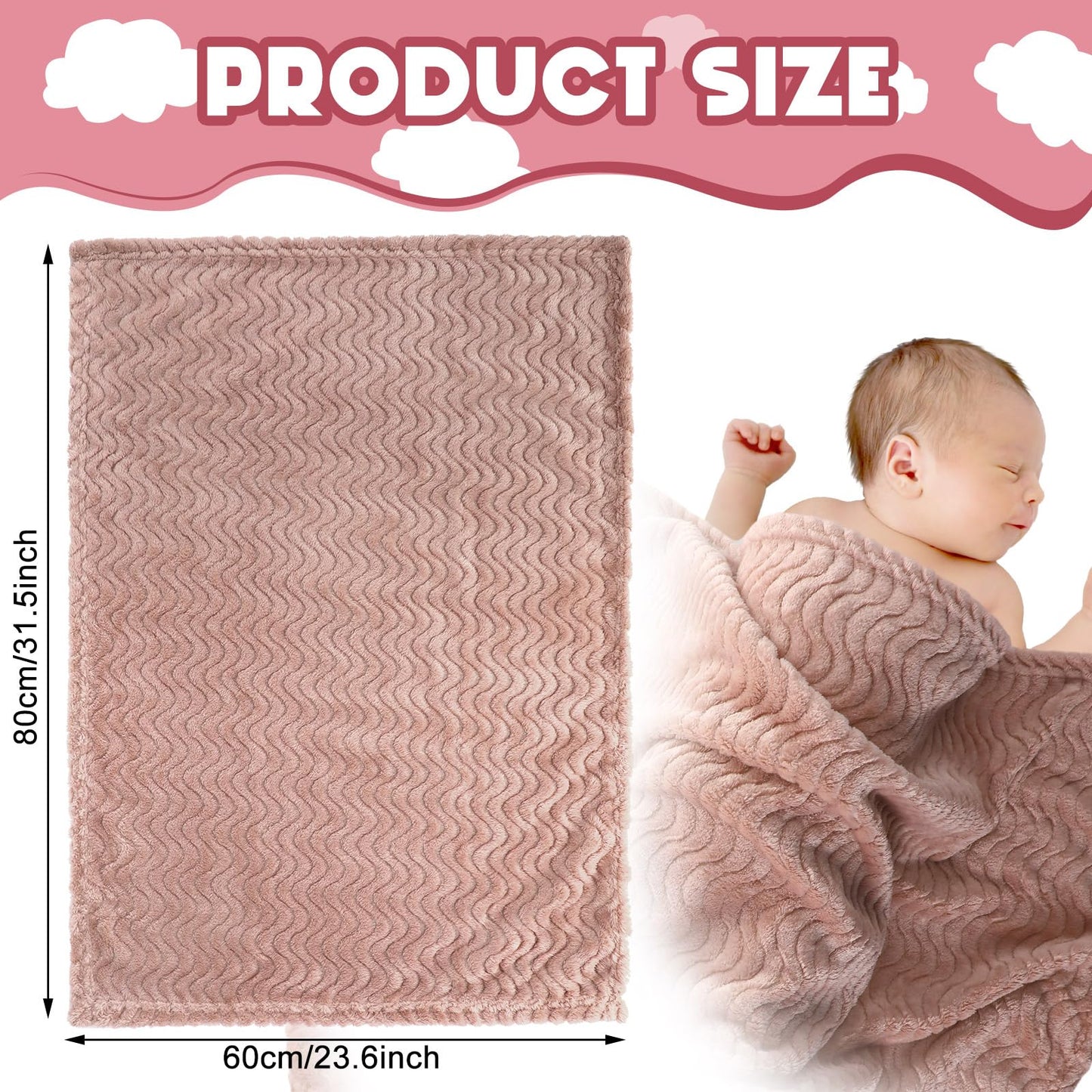 Frienda 4 Pcs Baby Fuzzy Blanket Fluffy Baby Blanket for Boys Girls Soft Warm Infant Newborn Toddler Receiving Nursery Bed Supplies, 32 x 24 Inch(Pink Color)