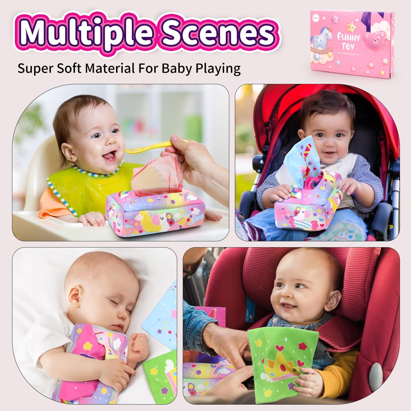 usrela 4 in 1 Baby Toys for 6 12 18 Month, Learning Toys for Babies 6-12 Months, Busy Cube, Stacking Sorter, Piano Xylophone Pull String Travel Toy, Birthday Gifts for Toddlers 1 2 Years Old