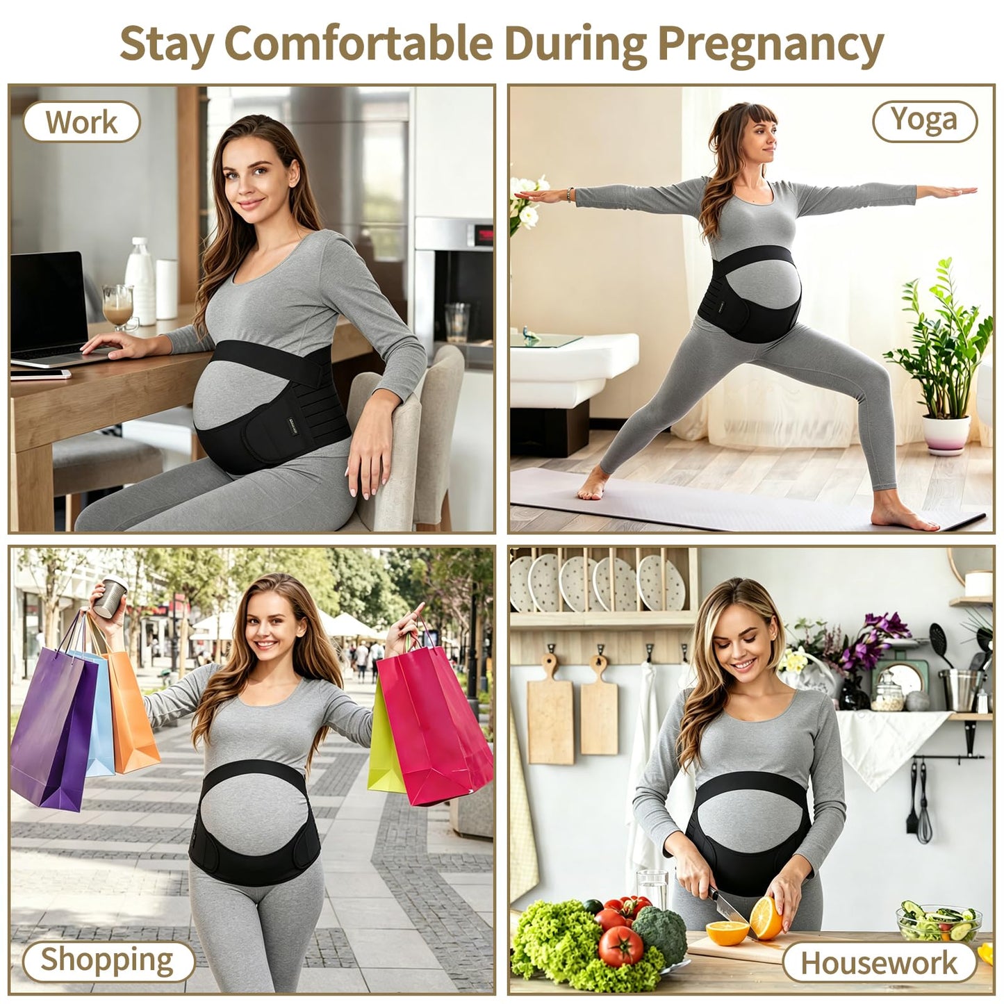 ChongErfei Maternity Belt, Pregnancy 3 in 1 Support Belt for Back/Pelvic/Hip Pain, Maternity Band Belly Support for Pregnancy Belly Support Band (L: Fit Ab 39.5"-51.3", Black)