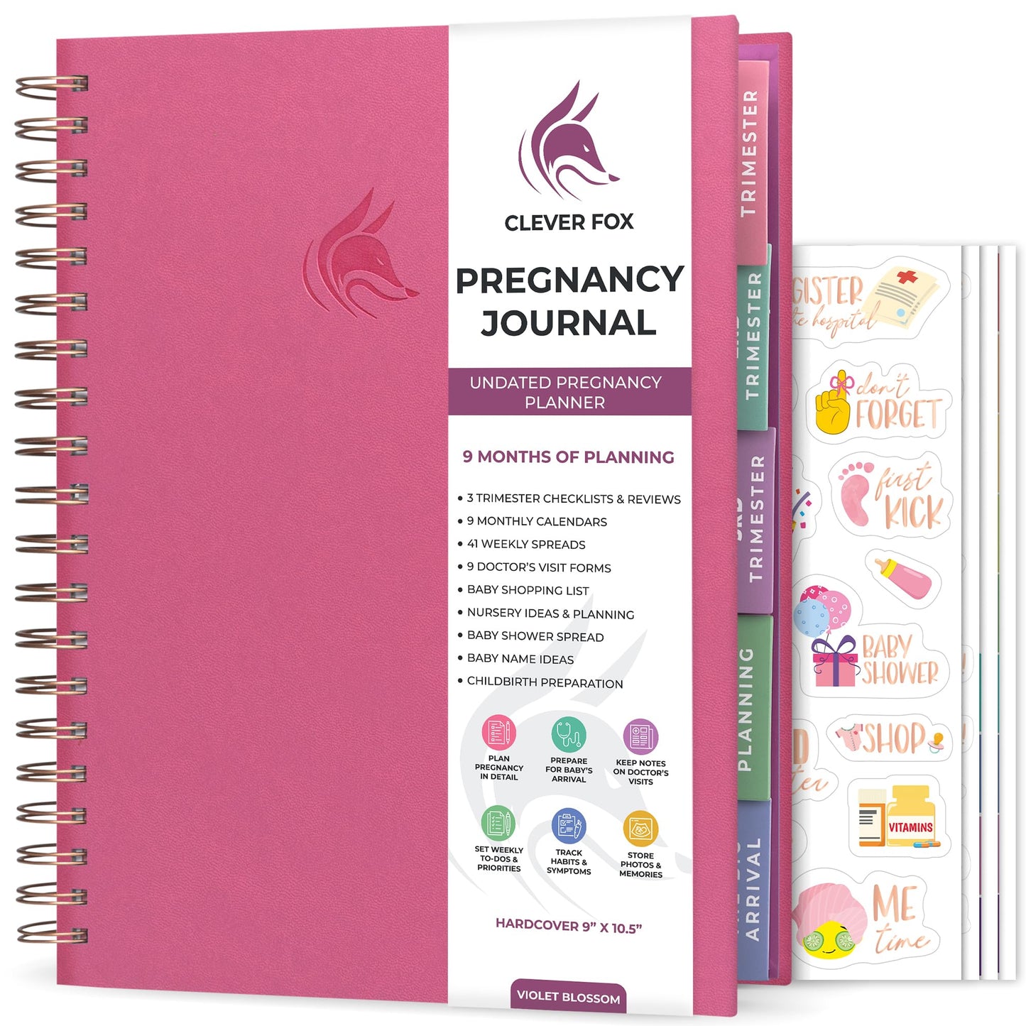 Clever Fox Pregnancy Journal & Memory Book - Pregnancy Planner & Notebook for Expecting Moms – Baby Keepsake, First Time Moms Gift (Lavender, 9" x 10.5")