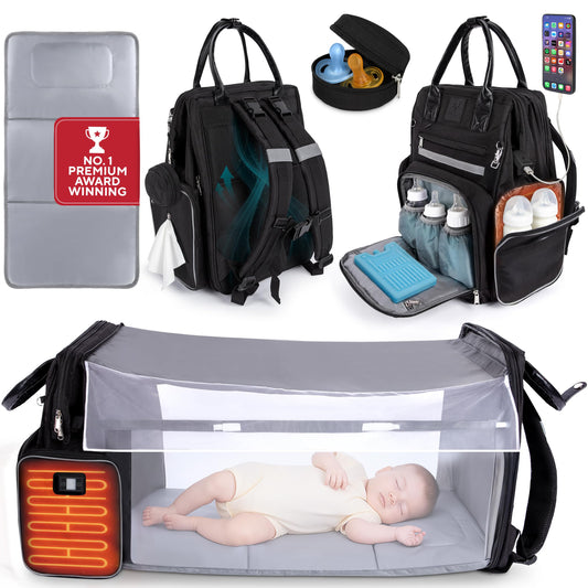 Award-Winning Baby Diaper Bag Backpack with Changing Station –Large Multifunction Waterproof Diaper Bag, Warm Bottle Pockets, Travel Baby Organizer Mom & Dad, Newborn Baby Essentials, Newborn Gift