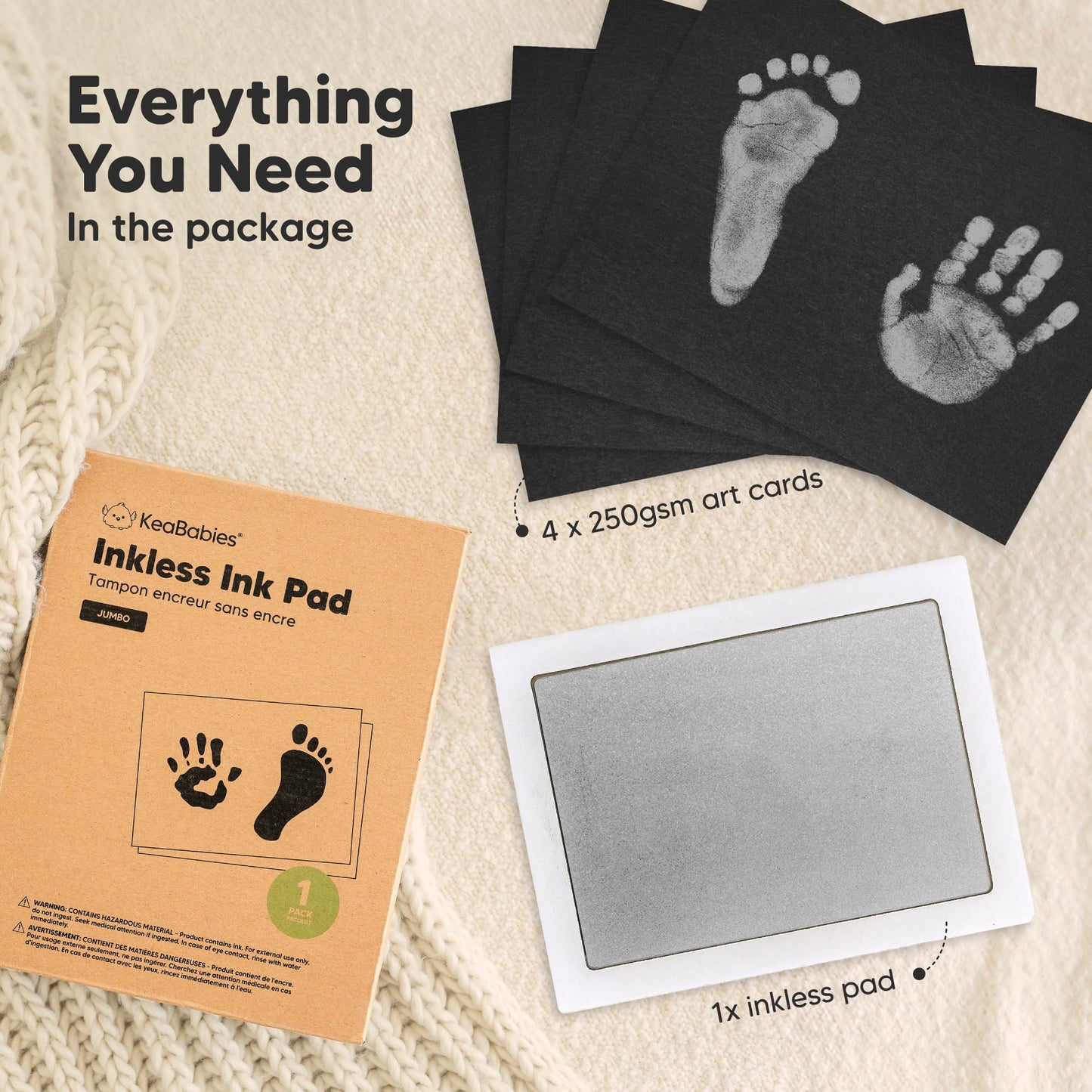 4-Pack Inkless Baby Hand and Footprint Kit - Mess Free Ink Pad for Newborn Keepsake, Dog Nose & Paw Print Kit, Clean Touch Ink Pad for Baby Hand & Footprints, First Mother's Day (Jet Black)