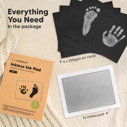 4-Pack Inkless Baby Hand and Footprint Kit - Mess Free Ink Pad for Newborn Keepsake, Dog Nose & Paw Print Kit, Clean Touch Ink Pad for Baby Hand & Footprints, First Mother's Day (Jet Black)