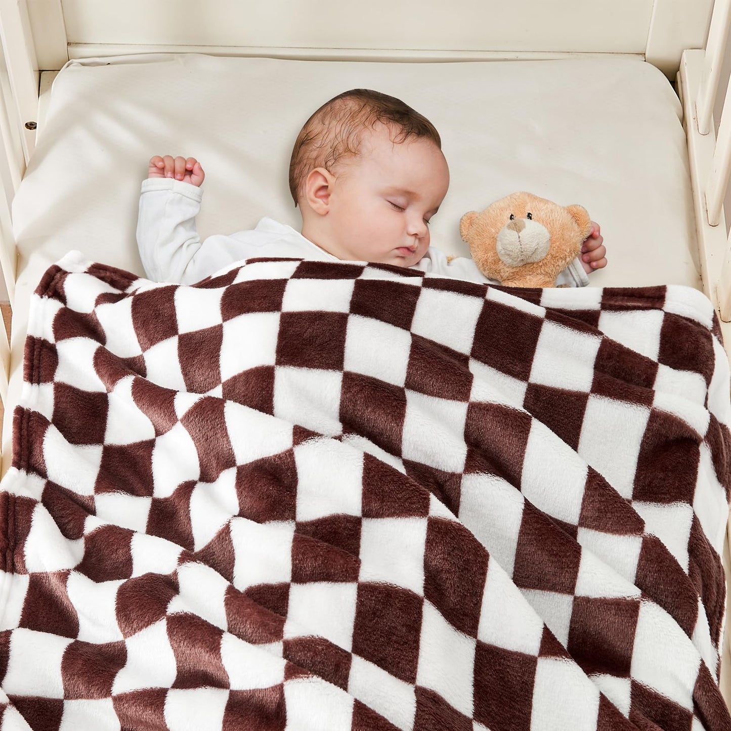 Yurhap Checkered Baby Blanket Fleece Baby Blankets for Boys, Ultra Soft Cozy Fluffy Infant Toddler Newborn Receiving Blankets for Crib Stroller, 30''x40'', Blue