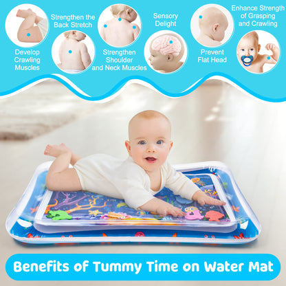 Yeeeasy Tummy Time Water Mat丨Inflatable Tummy Time Water Play Mat for Babies, Infants and Toddlers 3 to 24 Months Promote Development Toys Baby Toys essentials and Gifts