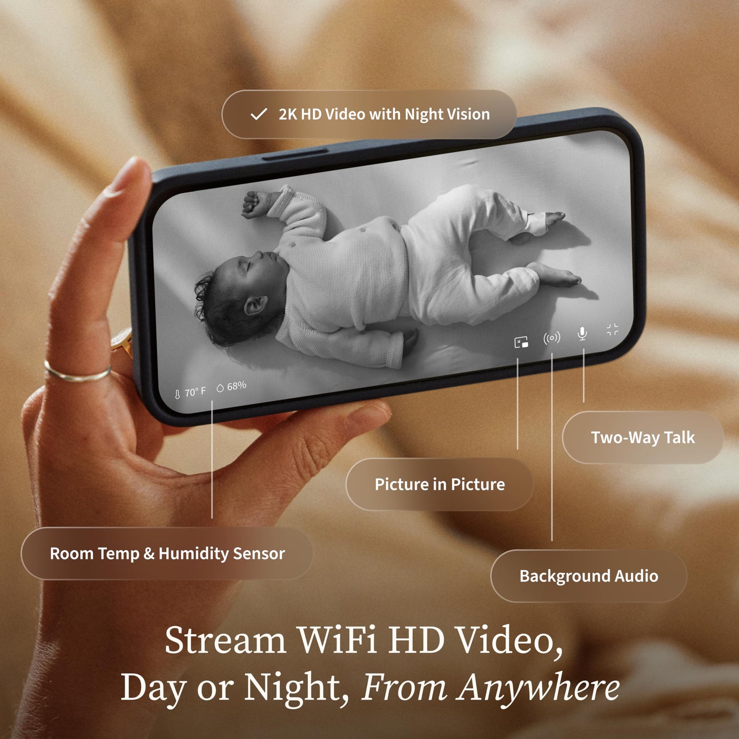 Owlet Dream Sight (Gen 3) Smart Video Baby Monitor | 2K HD Camera w/Night Vision | Detects Crying, Motion & Temperature | Customizable Alerts | Two-Way Talk | Secure Wi-fi