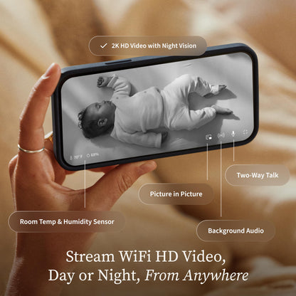 Owlet Dream Sight (Gen 3) Smart Video Baby Monitor | 2K HD Camera w/Night Vision | Detects Crying, Motion & Temperature | Customizable Alerts | Two-Way Talk | Secure Wi-fi