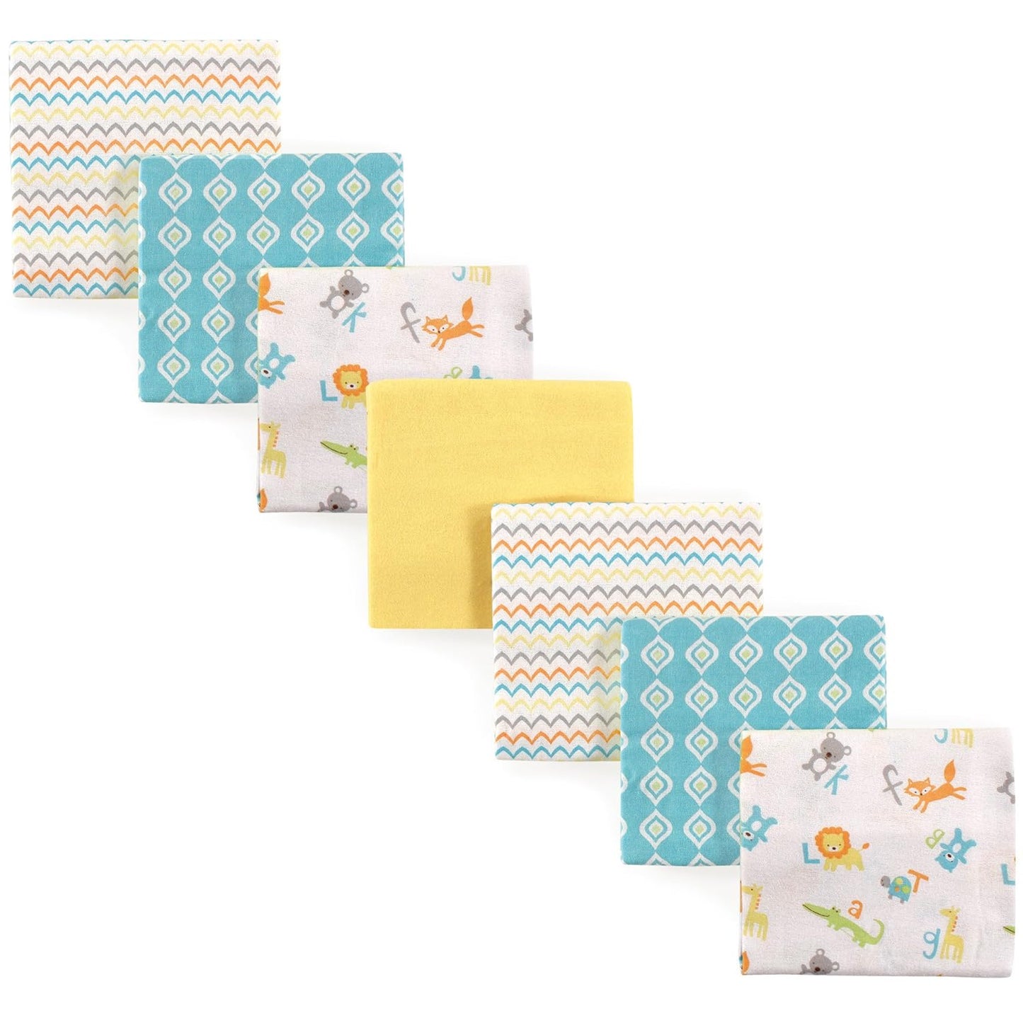 Luvable Friends Unisex Baby Cotton Flannel Receiving Blankets, Rainbow 7-Pack, One Size