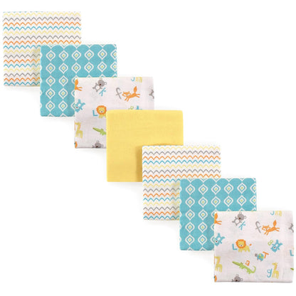 Luvable Friends Unisex Baby Cotton Flannel Receiving Blankets, Rainbow 7-Pack, One Size