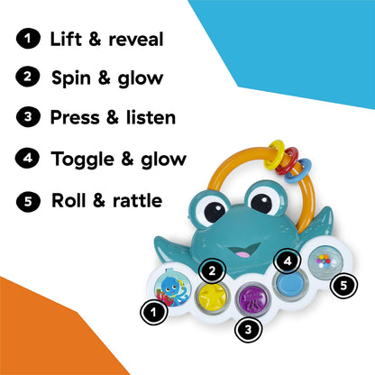 Baby Einstein Outstanding Opus The Octopus Sensory Rattle & Teether Multi-Use Toy, BPA Free & Chillable, 3 Months & up, Multicolored
