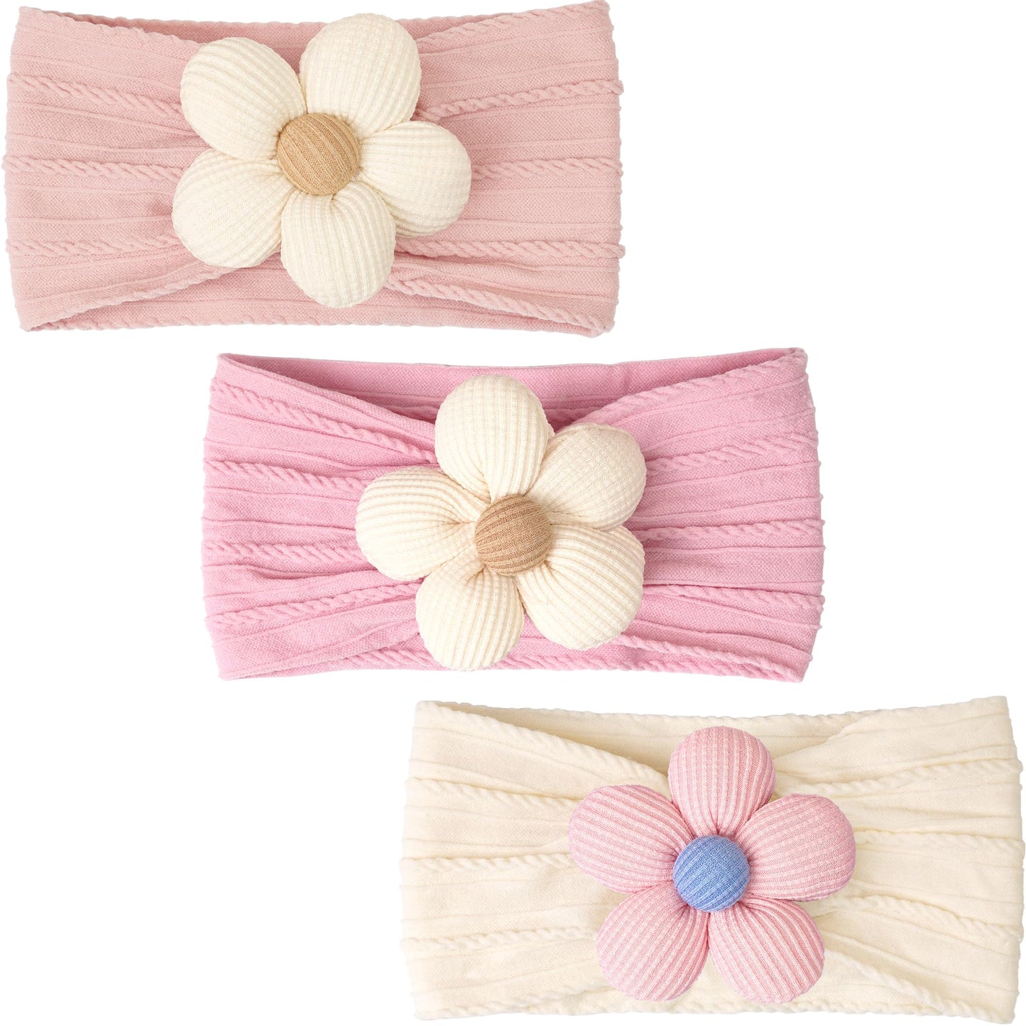 CÉLLOT 5 Pcs Baby Flower Headbands Baby Girls Nylon Headbands Soft Hairbands Hair Accessories for Newborn Infant Toddler Kids