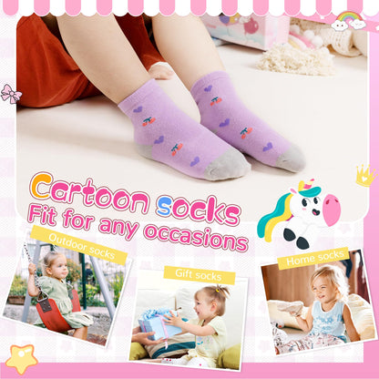 Toddler Non Slip Grips Socks Kids Anti Skid Baby Boys Girls Cotton Crew Socks 12 Pairs