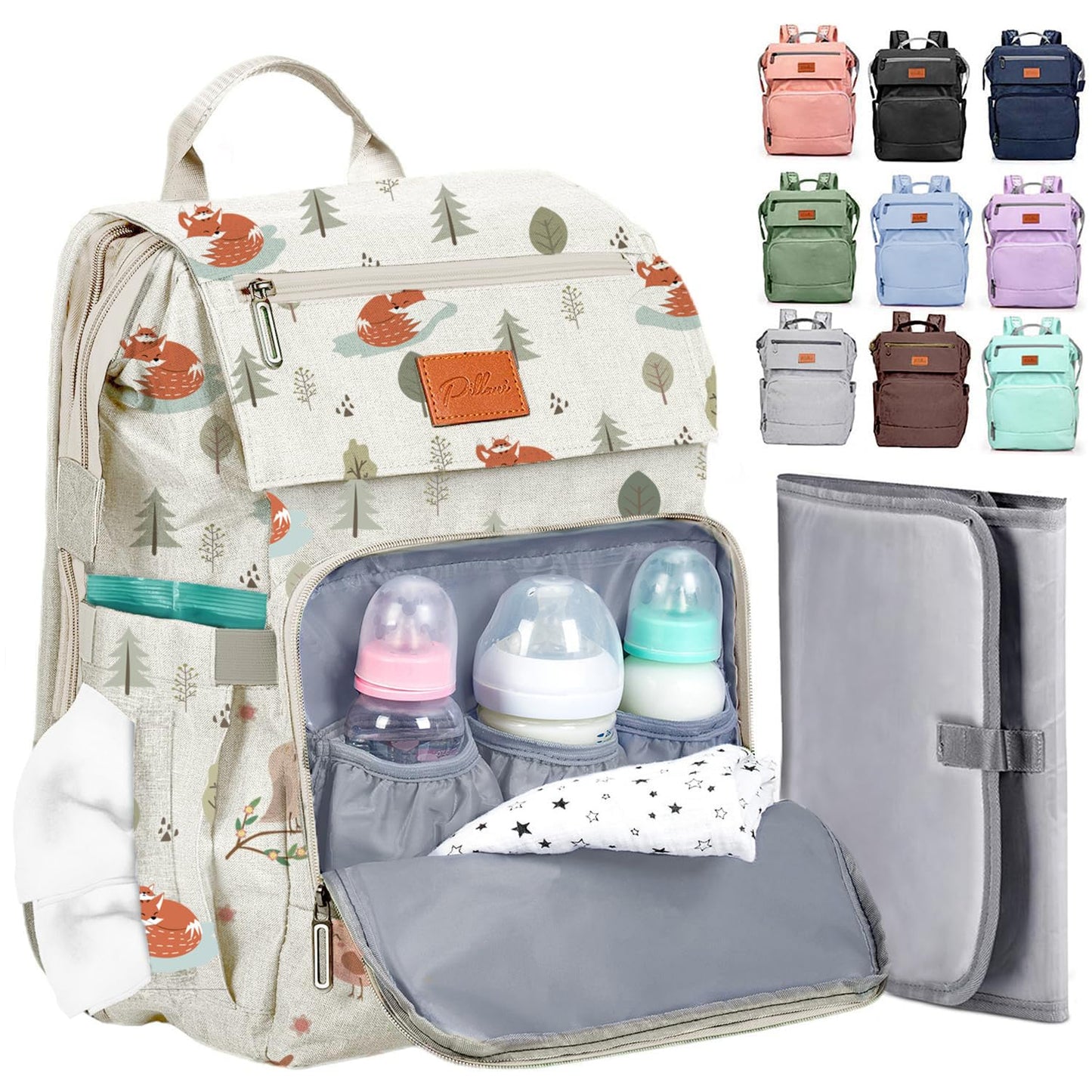 PILLANI Baby Diaper Bag Backpack - Baby Bag for Girls & Boys, Large Waterproof Toddler Diaper Backpack - Baby Shower Gifts & Registry Must Haves - Travel Diaper Bags with Changing Pad - Newborn Stuff