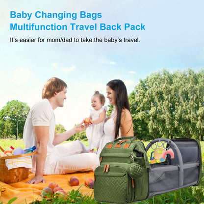 Jeryswet Baby Diaper Bags with Changing Station, Waterproof Large Capacity Diaper Bag Backpack for Moms Dads with USB Charging Port and Stroller Straps, Baby Shower Gifts, Grey