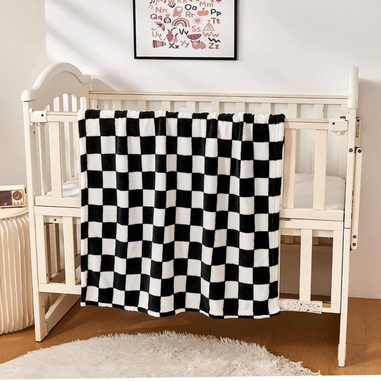 Yurhap Checkered Baby Blanket Fleece Baby Blankets for Boys, Ultra Soft Cozy Fluffy Infant Toddler Newborn Receiving Blankets for Crib Stroller, 30''x40'', Blue