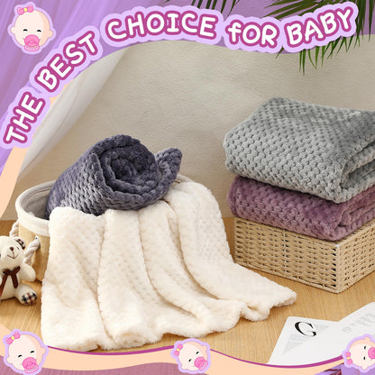 Frienda 4 Pcs Baby Fuzzy Blanket Fluffy Baby Blanket for Boys Girls Soft Warm Infant Newborn Toddler Receiving Nursery Bed Supplies, 32 x 24 Inch(Pink Color)