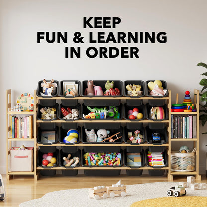 SpaceAid Toy Storage Organizer with 6 Shelves and 12 Bins, Bookshelf/Bookcase, Kids Bin Shelf, Toys Box for Playroom Organization for Bedroom & Room Decor, White, 52.3" W