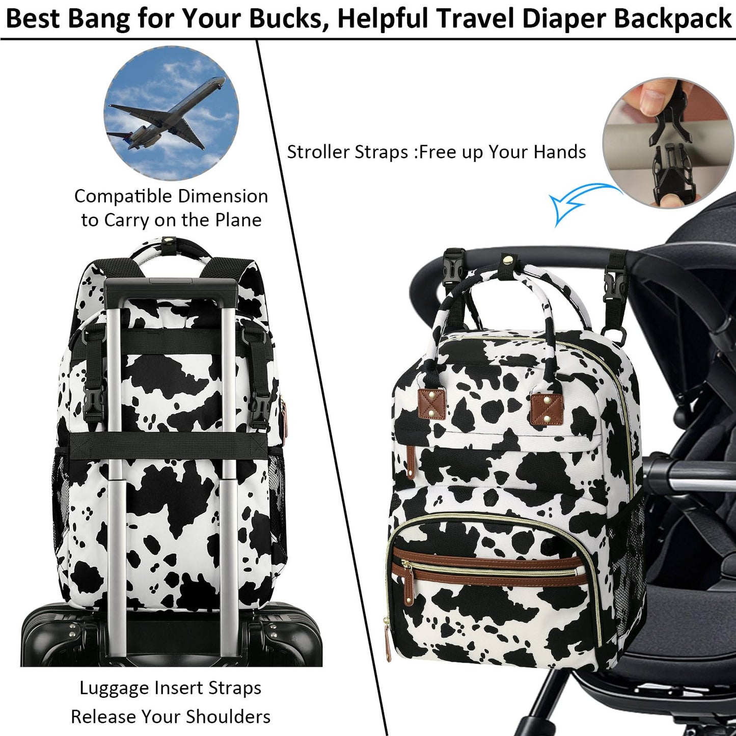 Tenot Diaper Bag Backpack for Women Large Capacity with Insulated Pockets Multifunctional Diaper Bags For Baby Girl Boy Waterproof Baby Bags For Mama Maternity Travel Bag Black
