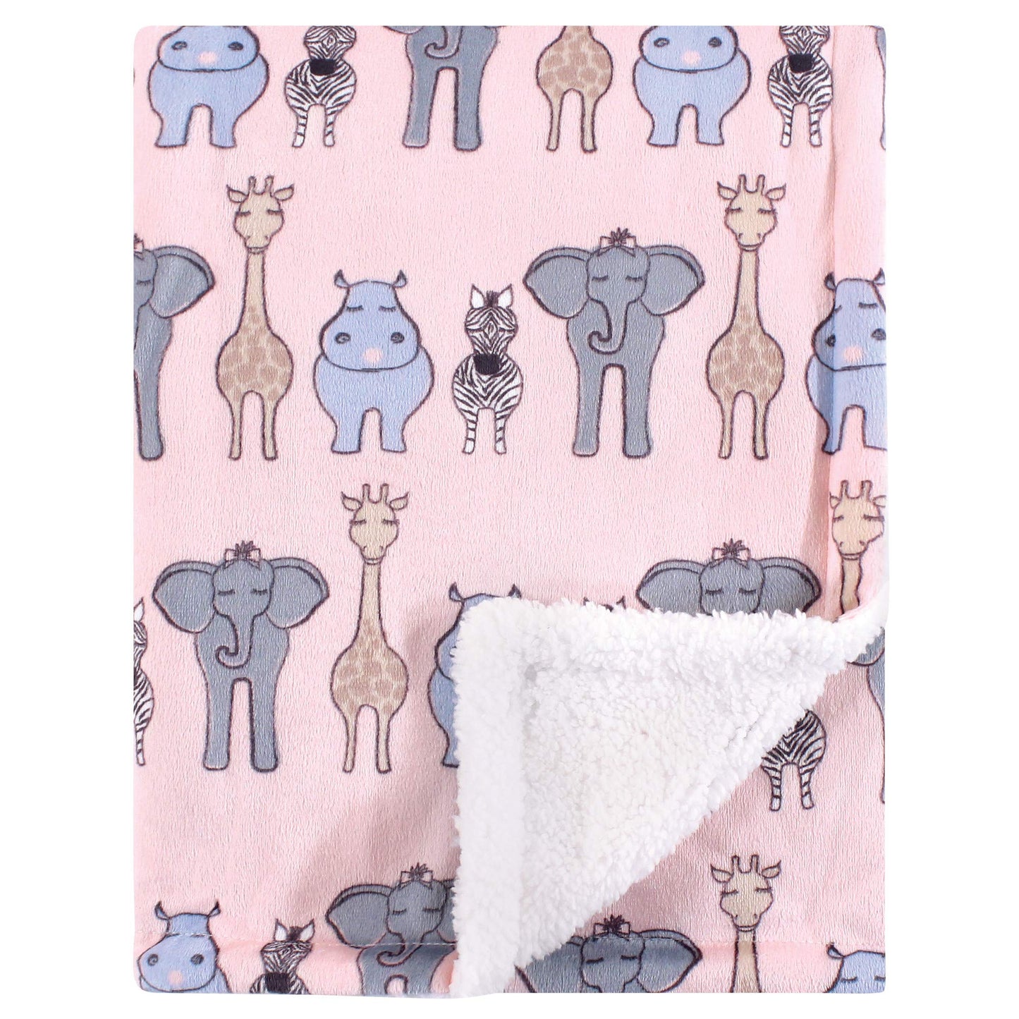 Hudson Baby Unisex Baby Plush Mink and Sherpa Blanket, Pink Floral, One Size