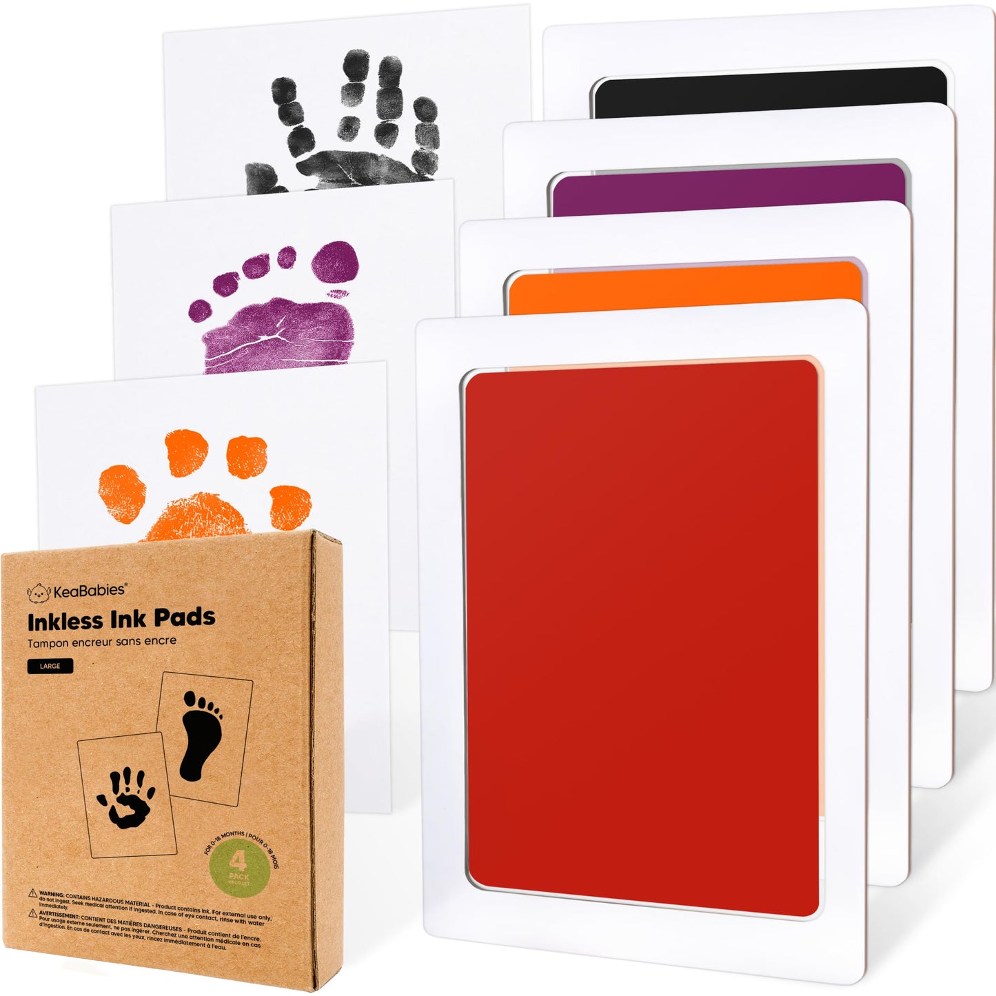 4-Pack Inkless Baby Hand and Footprint Kit - Mess Free Ink Pad for Newborn Keepsake, Dog Nose & Paw Print Kit, Clean Touch Ink Pad for Baby Hand & Footprints, First Mother's Day (Jet Black)