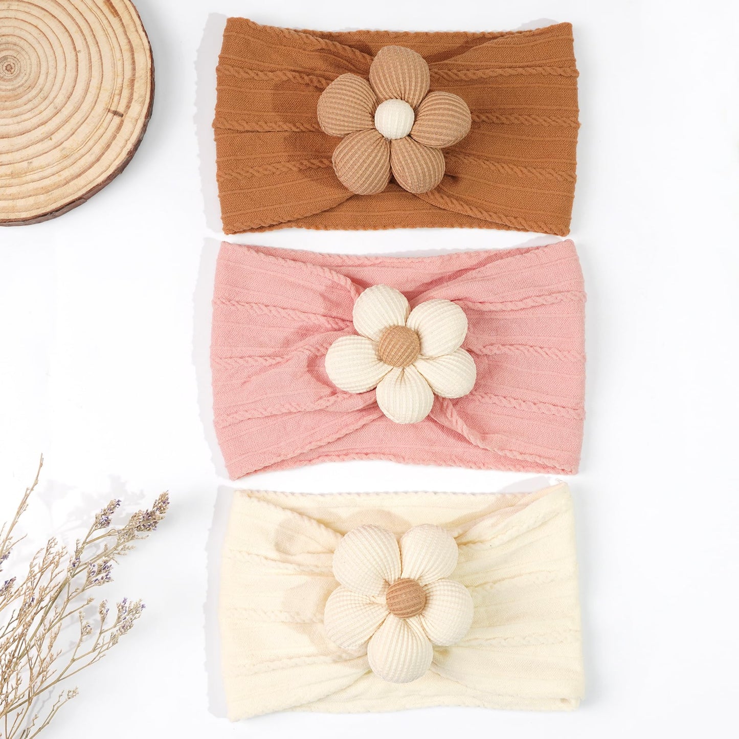 CÉLLOT 5 Pcs Baby Flower Headbands Baby Girls Nylon Headbands Soft Hairbands Hair Accessories for Newborn Infant Toddler Kids