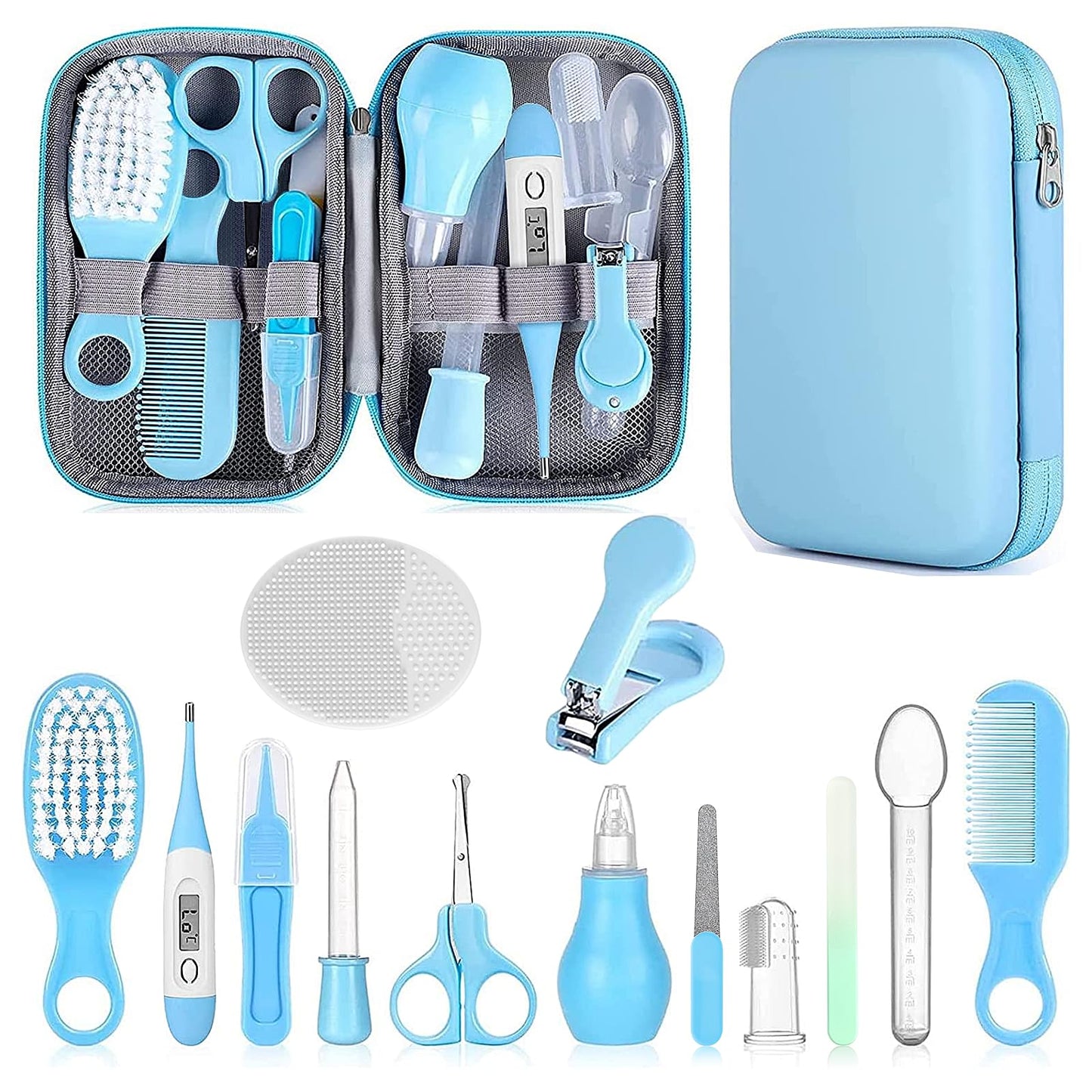Baby Grooming Kit, Infant Safety Care Set with Hair Brush Comb Nail Clipper Nasal Aspirator,Baby Essentials Kit for Newborn Girls Boys (Pink Baby Grooming kit)