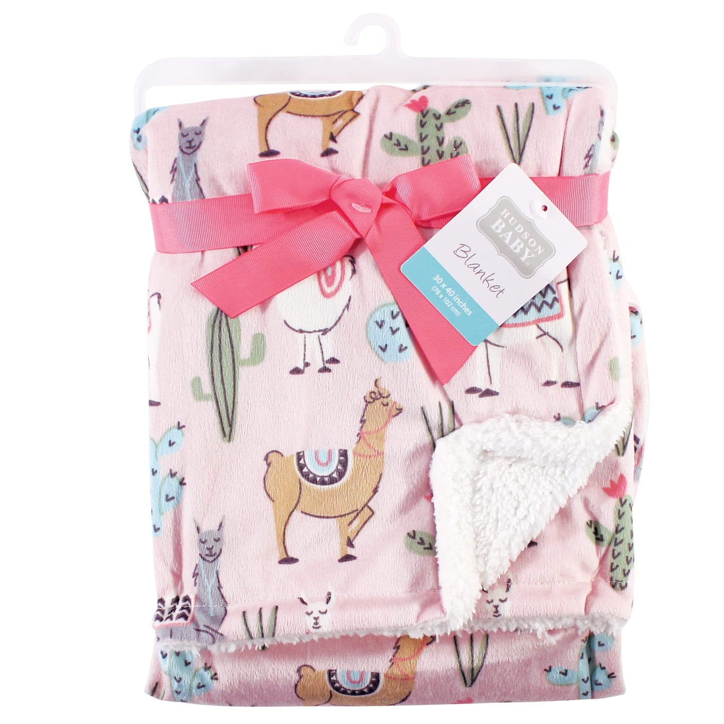 Hudson Baby Unisex Baby Plush Mink and Sherpa Blanket, Pink Floral, One Size