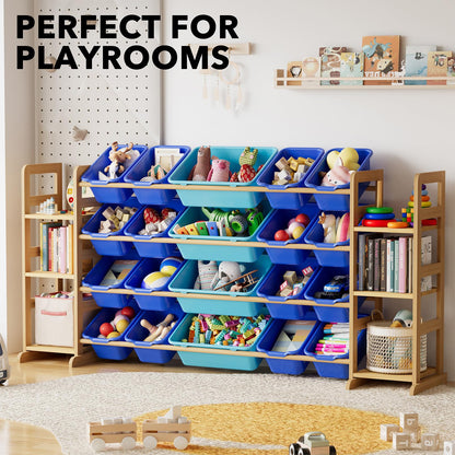 SpaceAid Toy Storage Organizer with 6 Shelves and 12 Bins, Bookshelf/Bookcase, Kids Bin Shelf, Toys Box for Playroom Organization for Bedroom & Room Decor, White, 52.3" W