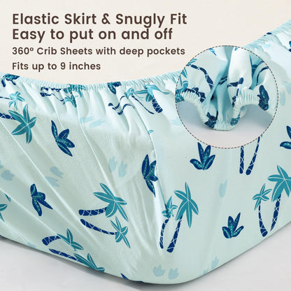 david's kids 3 Pack Fitted Crib Sheets, Ultra Soft Breathable Comfortable Baby Sheet Set for Boys Girls Neutral, 28x52 Inch Fits Standard Crib and Toddler Mattresses, Dinosaur