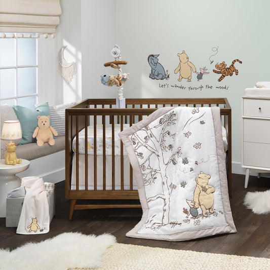 Lambs & Ivy Disney Baby Pooh Bear & Pals Cotton 3Piece Nursery Crib Bedding Set